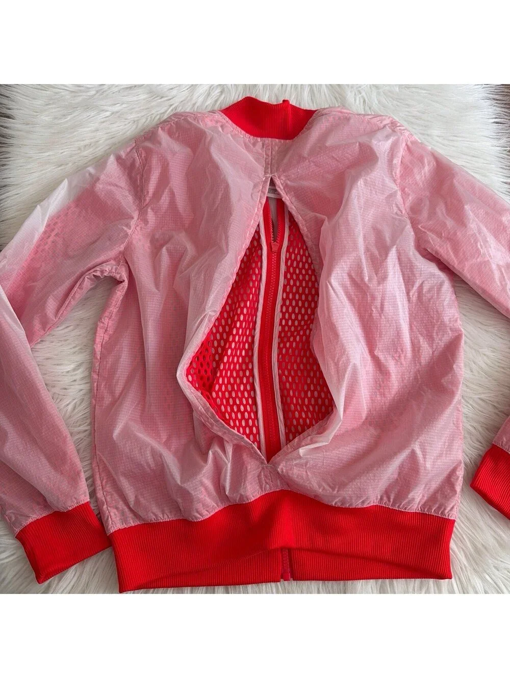 Rare Adidas ADIGILD White Orange Mesh Open Back Track Jacket  size  S